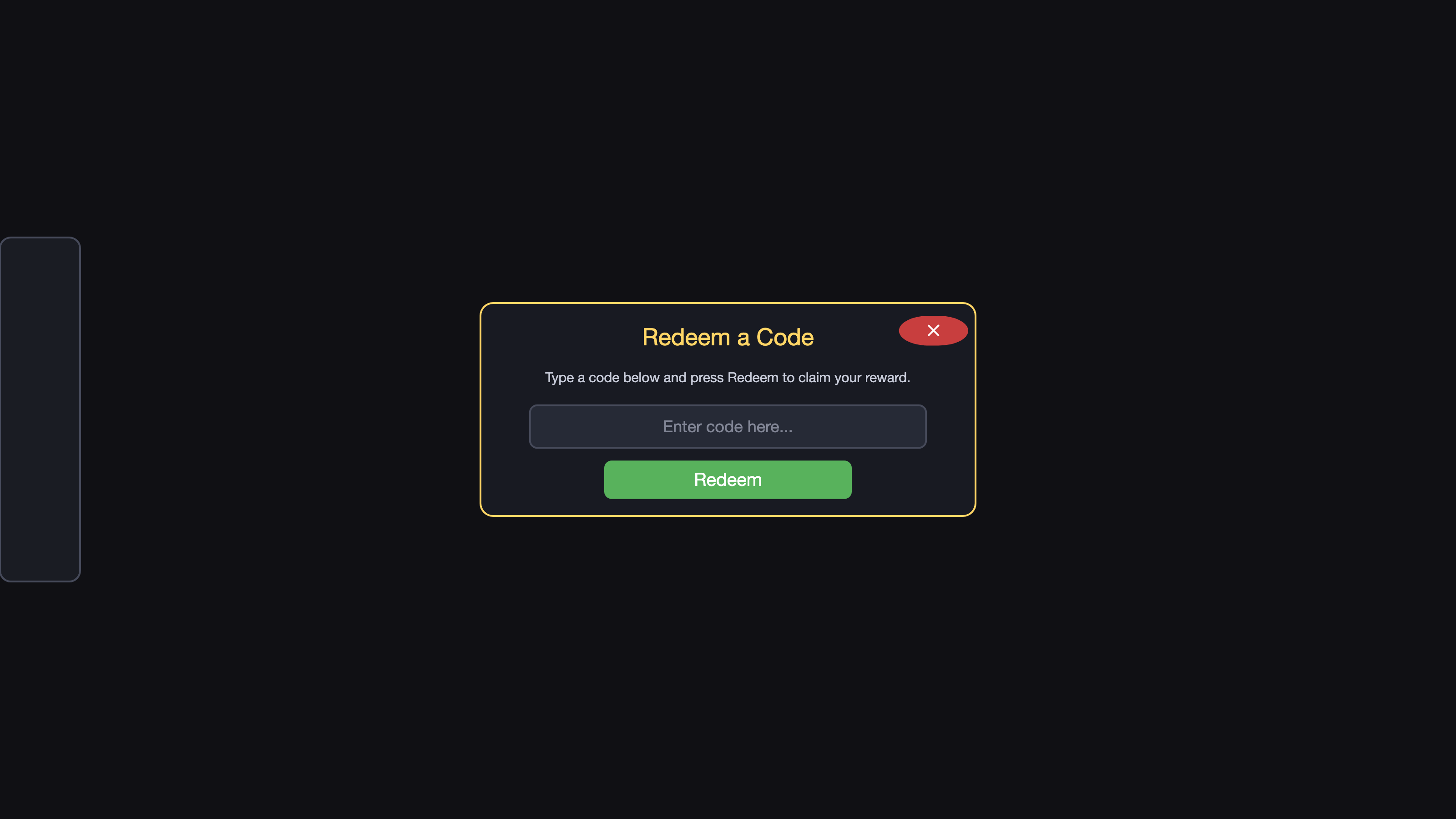 codes screen built by the model