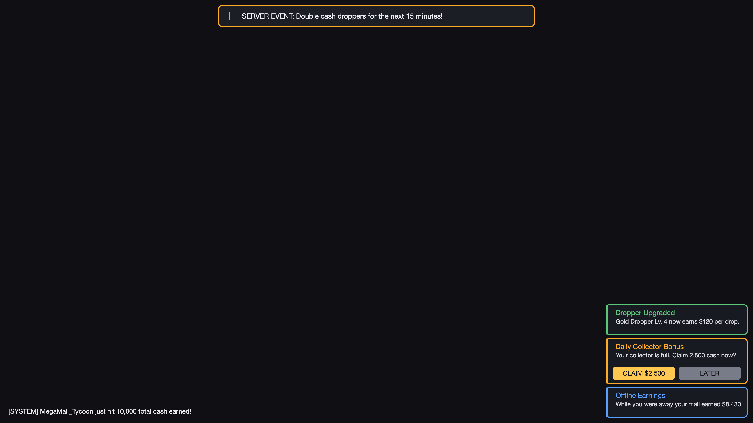 notification screen built by the model