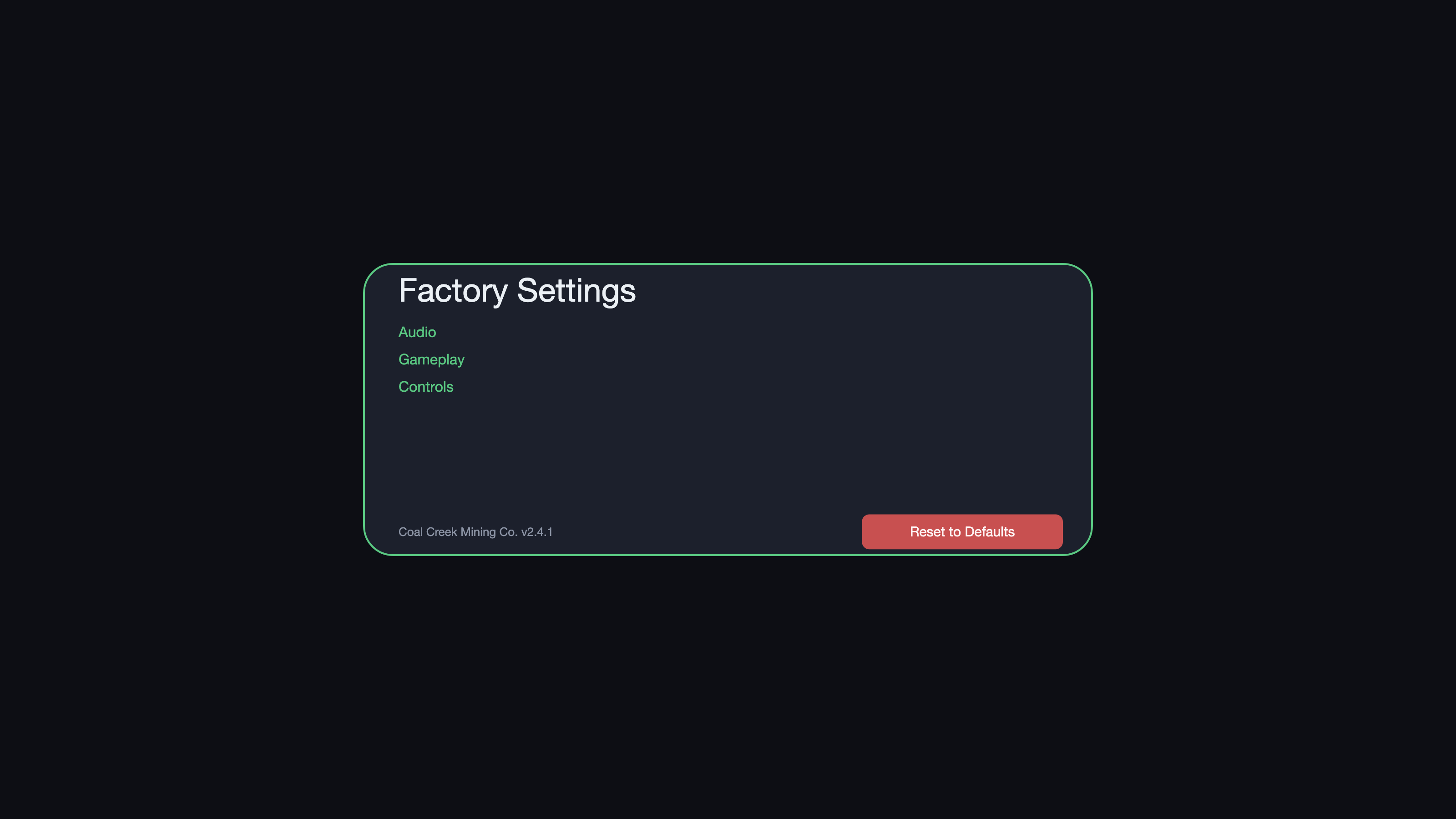 settings screen built by the model